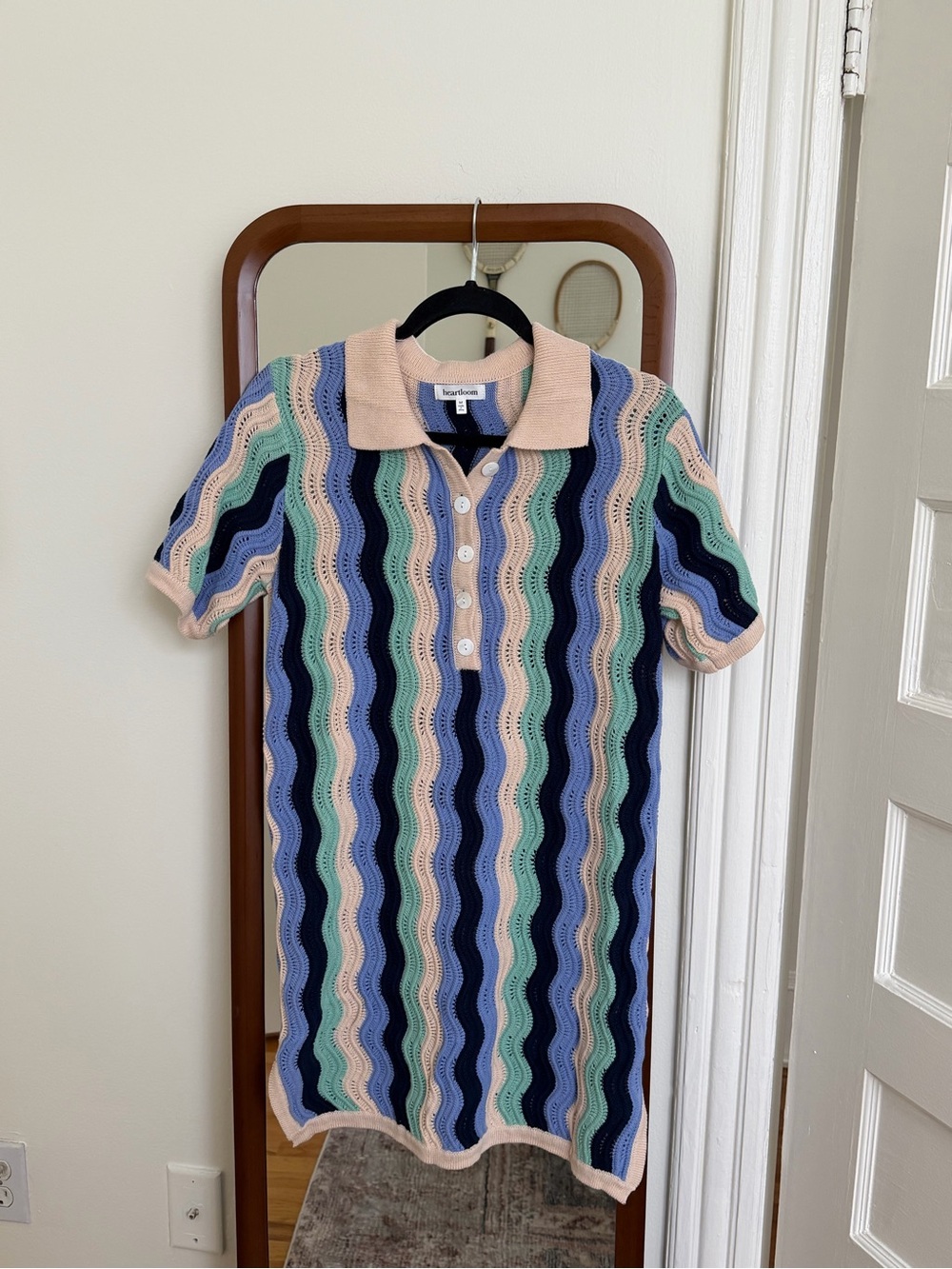 Heartloom Blue and Beige Knit Polo Dress